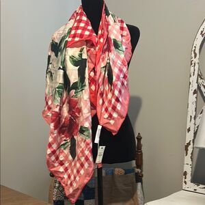 NWT Talbots Floral and Checkered Scarf   C